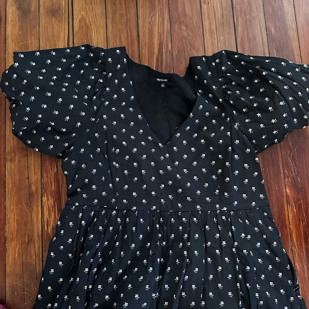 Madewell V-Neck Puff-Sleeve Mini Dress in Floral Ikat - Picture 7 of 8